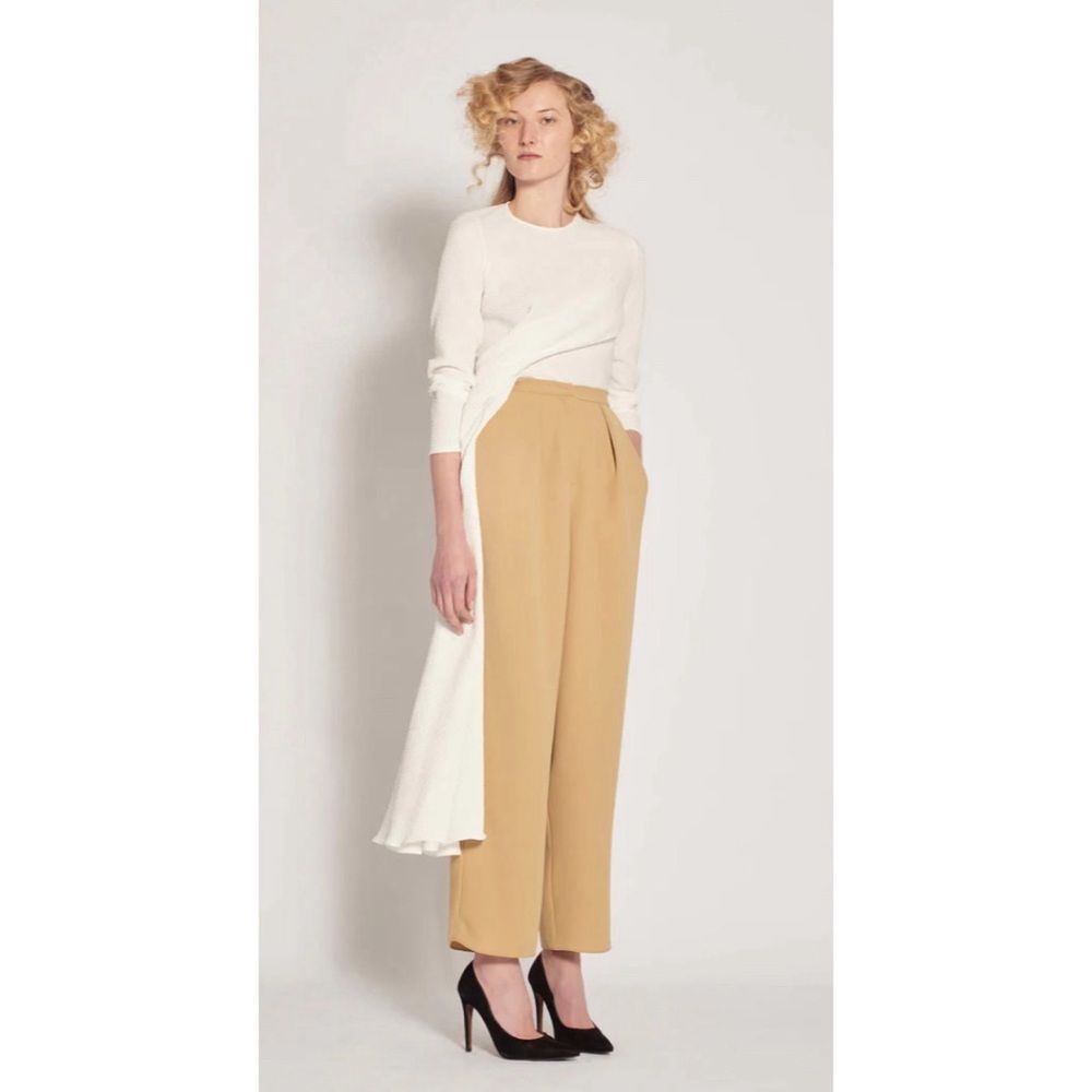 Edel’ine L’ee Flèche asymmetrical draped sash detail white blouse NWT